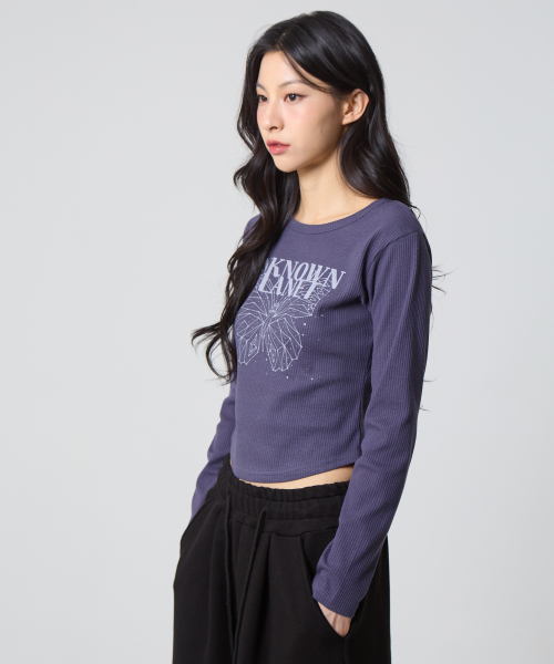 UNKNOWN PLANET（アンノウンプラネット）の「リブトップ パープル（Tシャツ/カットソー・レディース・その他・FREE）」の5枚目の写真