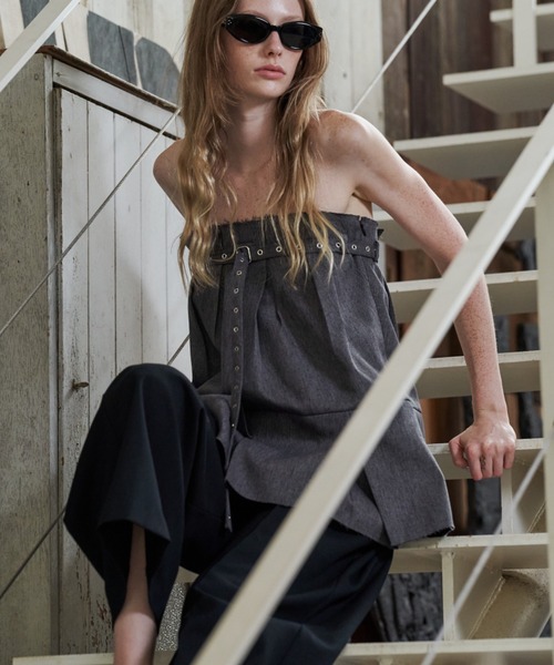 JOSE MOON（ジョゼムーン）の「2WAY BARETOP TUNIC/2wayベアトップチュニック（その他トップス・レディース・チャコールグレー/ブラック・FREE）」の21枚目の写真