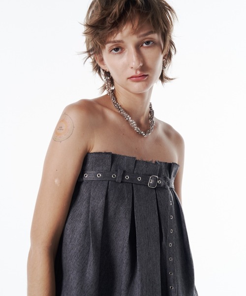 JOSE MOON（ジョゼムーン）の「2WAY BARETOP TUNIC/2wayベアトップチュニック（その他トップス・レディース・チャコールグレー/ブラック・FREE）」の17枚目の写真