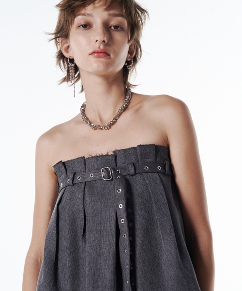 JOSE MOON（ジョゼムーン）の「2WAY BARETOP TUNIC/2wayベアトップチュニック（その他トップス・レディース・チャコールグレー/ブラック・FREE）」の16枚目の写真