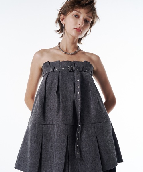 JOSE MOON（ジョゼムーン）の「2WAY BARETOP TUNIC/2wayベアトップチュニック（その他トップス・レディース・チャコールグレー/ブラック・FREE）」の3枚目の写真