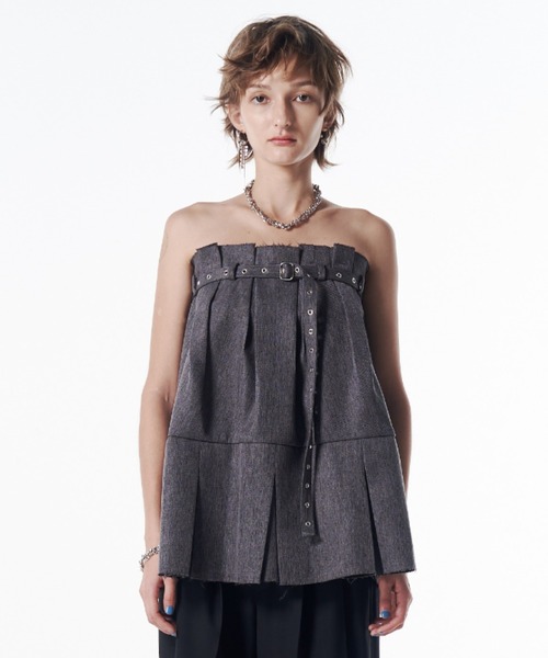 JOSE MOON（ジョゼムーン）の「2WAY BARETOP TUNIC/2wayベアトップチュニック（その他トップス・レディース・チャコールグレー/ブラック・FREE）」の4枚目の写真