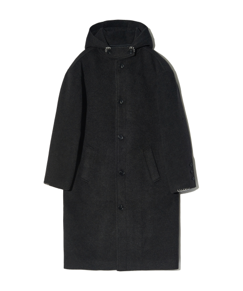 PIECEMAKER(ピースメーカー)の「HAND STITCH HOODIE MAXI WOOL COAT (CHARCOAL)(チェスターコート・レディース・その他・LARGE/MEDIUM)」の3枚目の写真