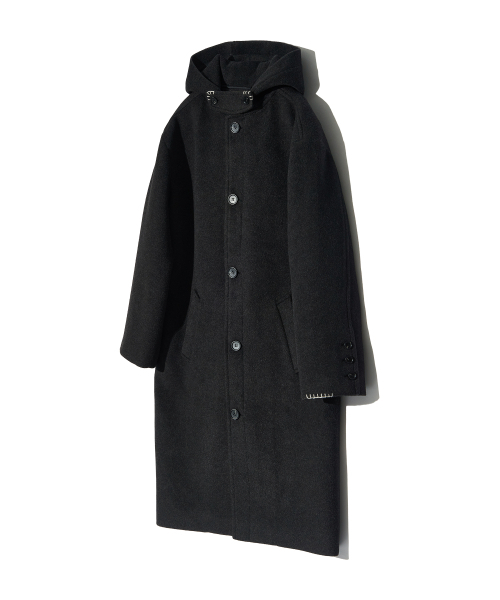 PIECEMAKER(ピースメーカー)の「HAND STITCH HOODIE MAXI WOOL COAT (CHARCOAL)(チェスターコート・レディース・その他・LARGE/MEDIUM)」の4枚目の写真
