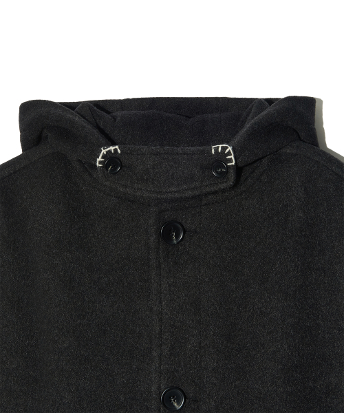 PIECEMAKER(ピースメーカー)の「HAND STITCH HOODIE MAXI WOOL COAT (CHARCOAL)(チェスターコート・レディース・その他・LARGE/MEDIUM)」の6枚目の写真