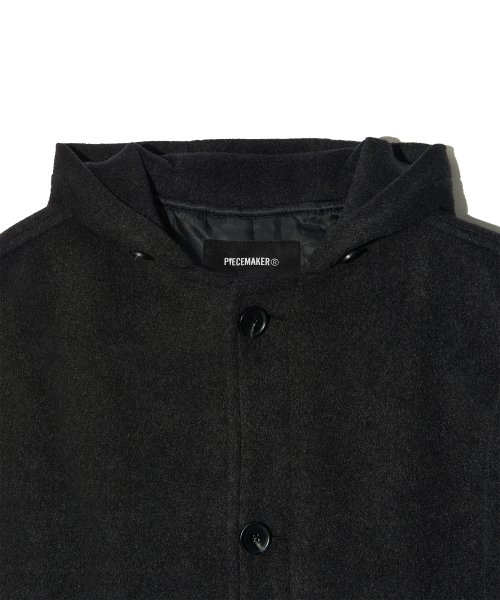 PIECEMAKER(ピースメーカー)の「HAND STITCH HOODIE MAXI WOOL COAT (CHARCOAL)(チェスターコート・レディース・その他・LARGE/MEDIUM)」の7枚目の写真