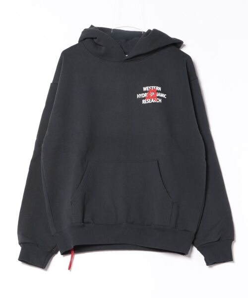 WESTERN HYDRODYNAMIC RESEARCH(ウェスタンハイドロダイナミックリサーチ)の「【Western Hydrodynamic Research/ウェスタン ハイドロダイナミック リサーチ】HIBISCUS HOODIE ハイビスカス プルオーバーパーカー バックプリント ワンポイント ブランドロゴ プリント(パーカー・メンズ・ネイビー・LARGE/MEDIUM)」の2枚目の写真