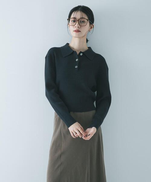 セール】コットンシルクポロ衿ニット(ニット/セーター)|URBAN セール】コットンシルクポロ衿ニット(ニット/セーター)|URBAN