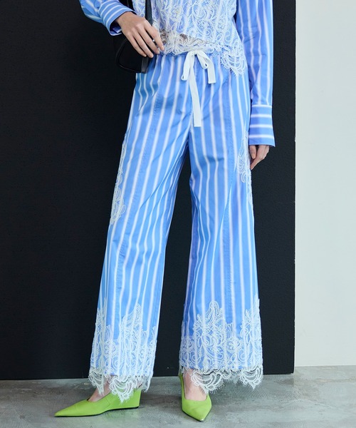 【PRE-ORDER】Striped Lace Pants/ワイドスカラップレースパンツ