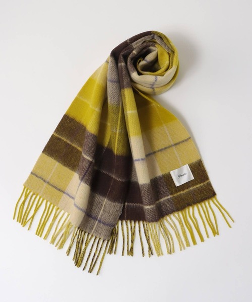 Jines(ジネス)の「カシミヤ混 リバーチェックマフラー(ストール/ショール・レディース・イエロー/ピンク・FREE)」の4枚目の写真
