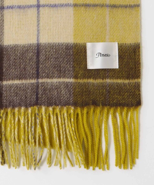 Jines(ジネス)の「カシミヤ混 リバーチェックマフラー(ストール/ショール・レディース・イエロー/ピンク・FREE)」の6枚目の写真