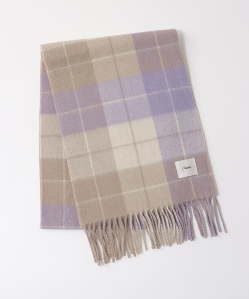 Jines(ジネス)の「カシミヤ混 リバーチェックマフラー(ストール/ショール・レディース・イエロー/ピンク・FREE)」の8枚目の写真