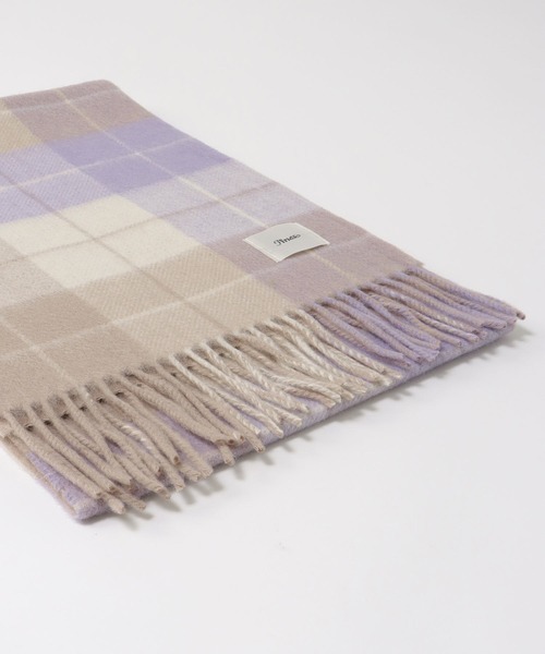 Jines(ジネス)の「カシミヤ混 リバーチェックマフラー(ストール/ショール・レディース・イエロー/ピンク・FREE)」の9枚目の写真