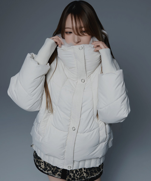 .KOM（ドットコム）の「『.KOM/ドットケーオーエム』襟ファー中綿JKT【Y】【CN】（ダウンジャケット/コート・レディース・ホワイト/ブラック・M/L）」の4枚目の写真