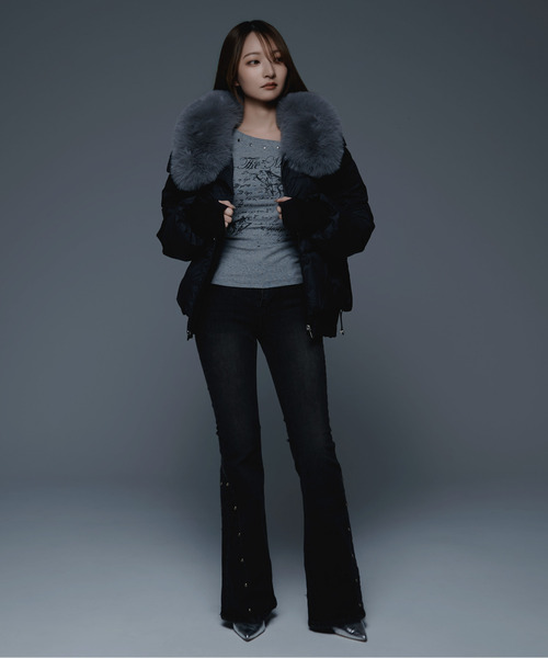 .KOM（ドットコム）の「『.KOM/ドットケーオーエム』襟ファー中綿JKT【Y】【CN】（ダウンジャケット/コート・レディース・ホワイト/ブラック・M/L）」の10枚目の写真