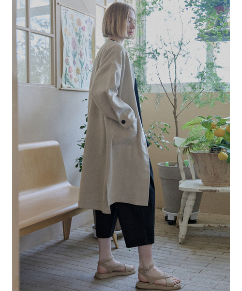 AVANT-G（アバン）の「Linen Long Jacket - OATMEAL（その他アウター・レディース・その他・FREE）」の4枚目の写真