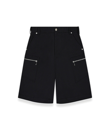 R-0032 / ZIP CARGO BERMUDA PANTS(BLACK)