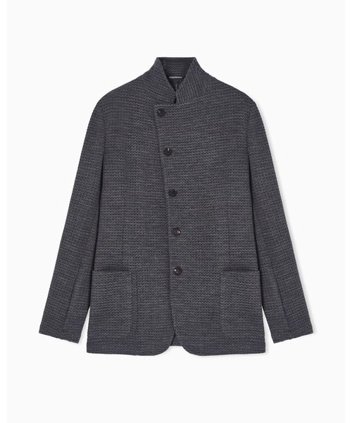 EMPORIO ARMANI（エンポリオアルマーニ）の「【エンポリオ アルマーニ】オフセンター グルカラージャケット 3Dジャージーニット（テーラードジャケット・メンズ・グレー・48L/50 D）」の2枚目の写真