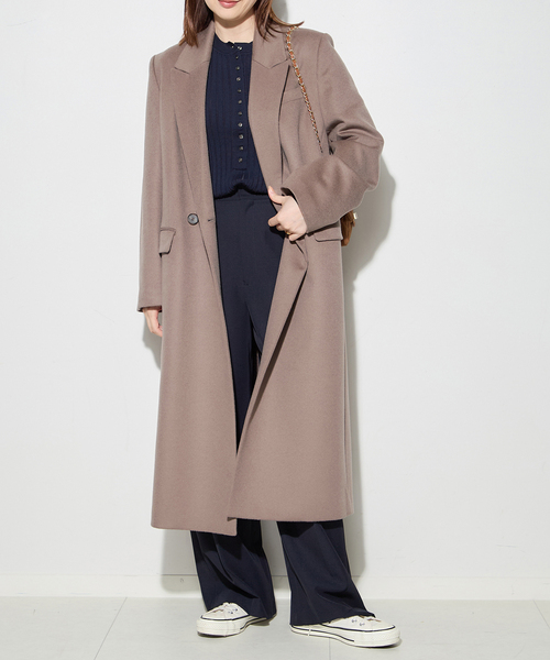 journal standard L'essage(ジャーナルスタンダードレサージュ)の「カシミヤMIXウールチェスターコート(その他アウター・レディース・ネイビー・FREE)」の2枚目の写真