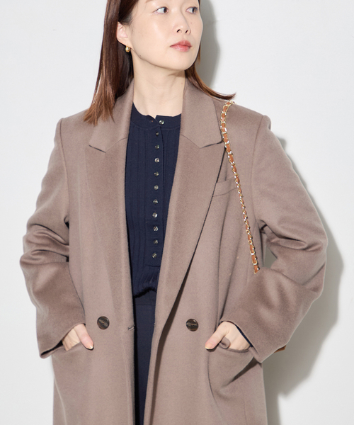 journal standard L'essage(ジャーナルスタンダードレサージュ)の「カシミヤMIXウールチェスターコート(その他アウター・レディース・ネイビー・FREE)」の5枚目の写真