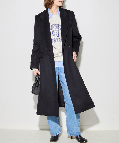 journal standard L'essage(ジャーナルスタンダードレサージュ)の「カシミヤMIXウールチェスターコート(その他アウター・レディース・ネイビー・FREE)」の7枚目の写真