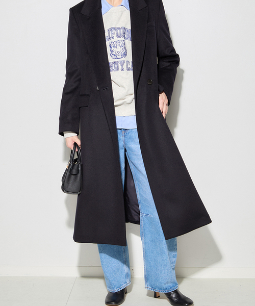 journal standard L'essage(ジャーナルスタンダードレサージュ)の「カシミヤMIXウールチェスターコート(その他アウター・レディース・ネイビー・FREE)」の9枚目の写真