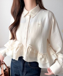 【mily bilet】甘さはやさしく、印象は品よく。旬顔を叶える裾フリルブラウス(長袖)