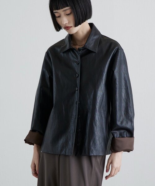フェイクレザーシャツジャケット（テーラードジャケット）｜Lui's
