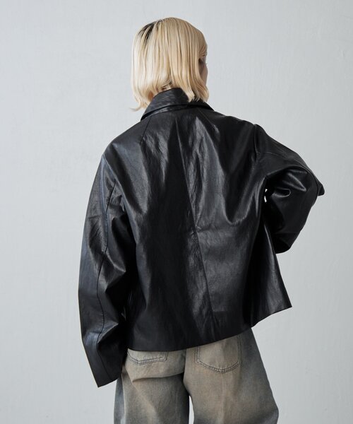 フェイクレザーシャツジャケット（テーラードジャケット）｜Lui's
