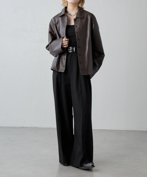 フェイクレザーシャツジャケット（テーラードジャケット）｜Lui's