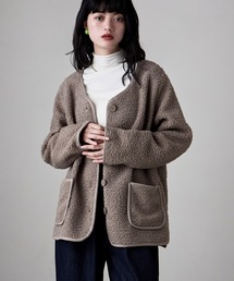 etoll.（エトル）の「ノーカラーライトボアコート（ノーカラージャケット）」