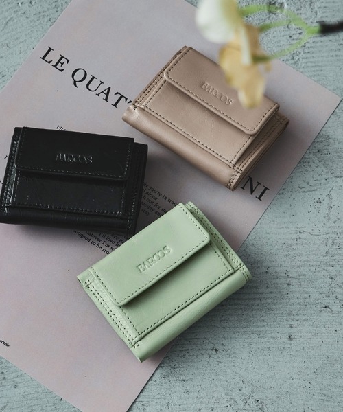 Fashion Letter（ファッションレター）の「リンクルパテントレザー ミニウォレット 三つ折り財布（財布・レディース・ベージュ/ブラック/ライトグリーン・FREE）」の13枚目の写真