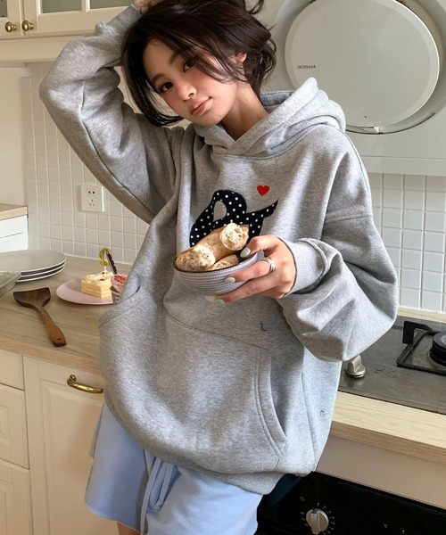 セール】ドット柄アップリケ刺繍ルーズパーカー（パーカー）｜inst.ALL