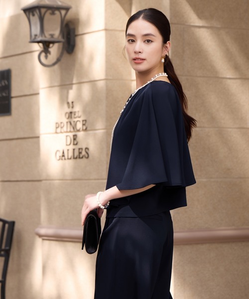 DRESS PLUS(ドレスプラス)の「楽ちん×きれい見えの上下セット(パンツドレス・レディース・ブラック/ブラウン/ネイビー・M/L)」の5枚目の写真
