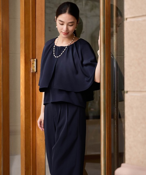 DRESS PLUS(ドレスプラス)の「楽ちん×きれい見えの上下セット(パンツドレス・レディース・ブラック/ブラウン/ネイビー・M/L)」の12枚目の写真