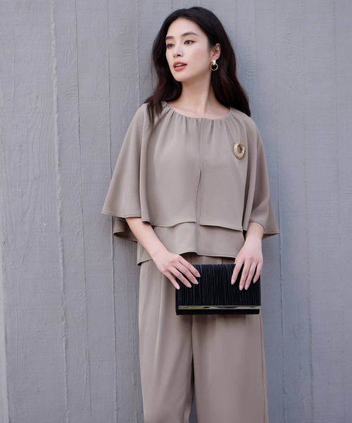 DRESS PLUS(ドレスプラス)の「楽ちん×きれい見えの上下セット(パンツドレス・レディース・ブラック/ブラウン/ネイビー・M/L)」の16枚目の写真