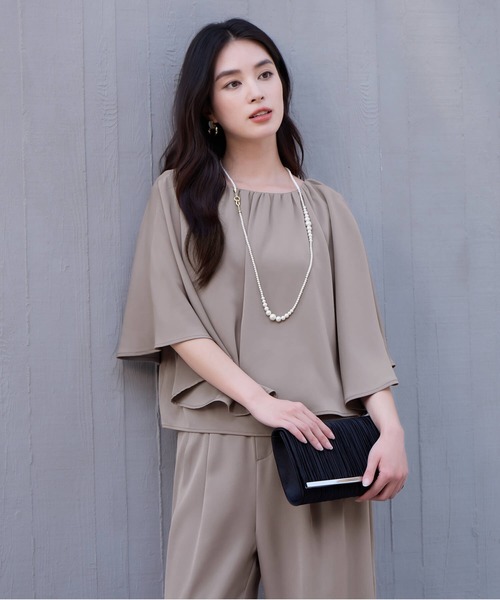 DRESS PLUS(ドレスプラス)の「楽ちん×きれい見えの上下セット(パンツドレス・レディース・ブラック/ブラウン/ネイビー・M/L)」の19枚目の写真