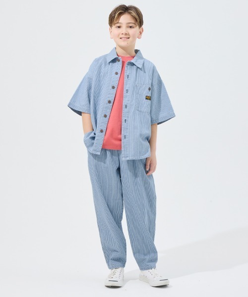 KRIFF MAYER Kid's Collection（クリフメイヤーキッズコレクション）の「ワークステッチデニムシャツ（セットアップ可）（シャツ/ブラウス・キッズ・ネイビー系1/ダークブルー/ストライプ/ライトブルー・120/130/140/150/160/170）」の10枚目の写真