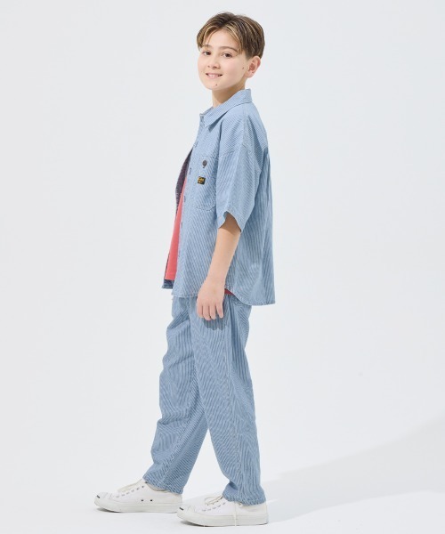 KRIFF MAYER Kid's Collection（クリフメイヤーキッズコレクション）の「ワークステッチデニムシャツ（セットアップ可）（シャツ/ブラウス・キッズ・ネイビー系1/ダークブルー/ストライプ/ライトブルー・120/130/140/150/160/170）」の11枚目の写真