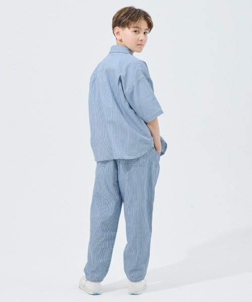 KRIFF MAYER Kid's Collection（クリフメイヤーキッズコレクション）の「ワークステッチデニムシャツ（セットアップ可）（シャツ/ブラウス・キッズ・ネイビー系1/ダークブルー/ストライプ/ライトブルー・120/130/140/150/160/170）」の12枚目の写真
