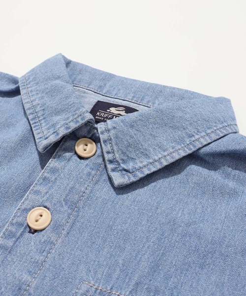 KRIFF MAYER Kid's Collection（クリフメイヤーキッズコレクション）の「ワークステッチデニムシャツ（セットアップ可）（シャツ/ブラウス・キッズ・ネイビー系1/ダークブルー/ストライプ/ライトブルー・120/130/140/150/160/170）」の13枚目の写真