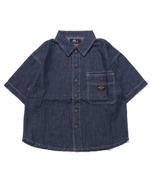 KRIFF MAYER Kid's Collection（クリフメイヤーキッズコレクション）の「ワークステッチデニムシャツ（セットアップ可）（シャツ/ブラウス・キッズ・ネイビー系1/ダークブルー/ストライプ/ライトブルー・120/130/140/150/160/170）」の22枚目の写真
