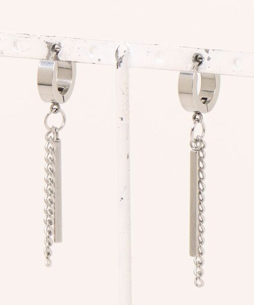 ARCHIVER(アーカイバ)の「【Bz】シルバードロップチェーンピアス/ユニセックス/両耳用(T3)(ピアス(両耳用)・レディース・シルバー・FREE)」の2枚目の写真
