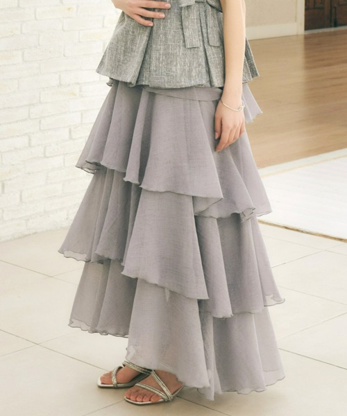 Olu.（オルドット）の「シアーメロウティアードスカート（スカート・レディース・ベージュ/ブラック/ブルー・0/1）」の3枚目の写真