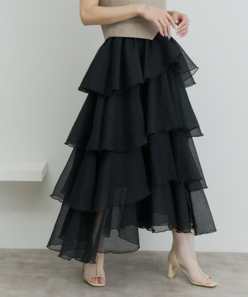 Olu.（オルドット）の「シアーメロウティアードスカート（スカート・レディース・ベージュ/ブラック/ブルー・0/1）」の20枚目の写真