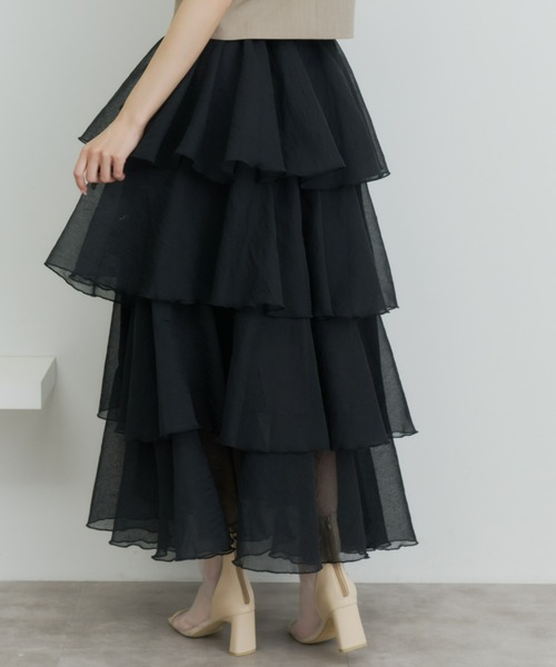 Olu.（オルドット）の「シアーメロウティアードスカート（スカート・レディース・ベージュ/ブラック/ブルー・0/1）」の21枚目の写真