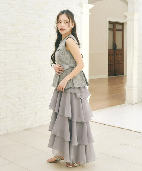 Olu.（オルドット）の「シアーメロウティアードスカート（スカート・レディース・ベージュ/ブラック/ブルー・0/1）」の8枚目の写真