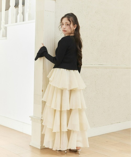 Olu.（オルドット）の「シアーメロウティアードスカート（スカート・レディース・ベージュ/ブラック/ブルー・0/1）」の12枚目の写真