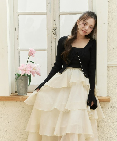 Olu.（オルドット）の「シアーメロウティアードスカート（スカート・レディース・ベージュ/ブラック/ブルー・0/1）」の11枚目の写真