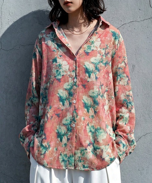antiqua(アンティカ)の「レギュラーカラー 花柄 シャツ(シャツ/ブラウス・レディース・マルチ・ONESIZE)」の1枚目の写真